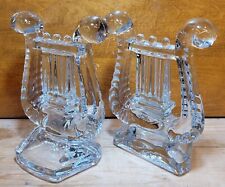 ANTIQUE EAPG - FOSTORIA GLASS LYRE HARP DESIGN - PAIR OF GLASS BOOKENDS picture