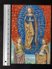Virgin Mary with Saint Barbara and St Catherine, medieval manuscript 8x12 print picture