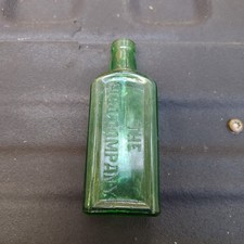 Antique Emerald Green Glass Empty Indica Tintcure Medicine Bottle Piso's Cure picture