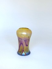 Gold  Luster Vase With Red Threading Design. Blown Glass by Saul Alcaraz picture