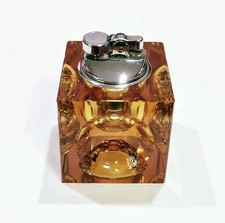 Vintage Antonio Imperatore Murano Glass Amber Cube Table Lighter  picture