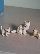 Vintage Lefton White Persian Cat Figurines Lot of 3 picture