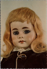 Bisque Doll Solid Crown Kid Body Glass Blue Eyes Mohair Wig Closed Mouth 15 Inch picture