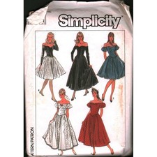 Vintage Simplicity 8383 Sewing Pattern Misses Dress Fitted Bodice Size 12-14 80s picture