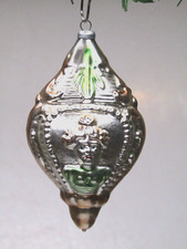 Vintage Blown Glass LADY Bust Flower Embossed DROP Christmas Ornament Germany picture