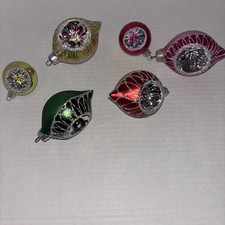 Vintage Mercury Glass Indented Reflector Ornaments Set Of 6 picture
