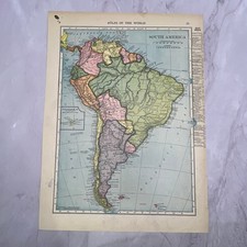 Map of Northern South America, South America Double Sided 1910 Print V14-7 picture