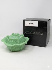 Vintage Martha by Mail L.E. Smith Jadeite Cabbage Leaf Covered Bowl w/ Box picture