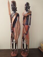 Vintage African Tribal Couple - Handcrafted Ebony Wood Sculpture 36