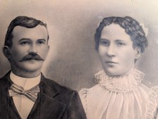 Antique Victorian Couple Portrait Photograph Large Sepia Photo Mounted on Board picture