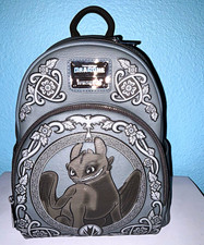 Loungefly Toothless How to Train Your Dragon Gray/Black Faux Leather Backpack picture