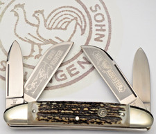 Vintage 2010 HEN & ROOSTER BERTRAM GERMANY 224 DS Congress Knife Stag - MINT picture