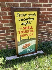 Vintage 1940s 1950s Shell Touring Service Double Sided Advertising Sign Framed picture