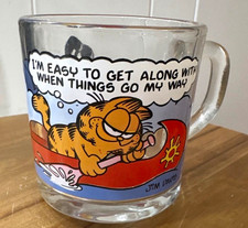 Vintage 1978 Garfield & Odie Clear Glass 10oz Mug, Jim Davis Signed picture