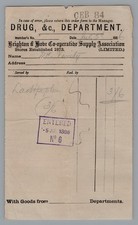 1886 Billhead DRUG  C. Department Brighton & Hove Co-operative Supply UK picture