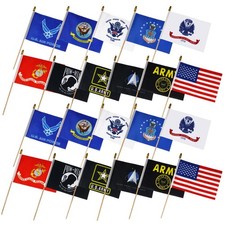 22 Pack Mini Handheld Military 5.5 x 7.6 inches, 11 different branch flags picture