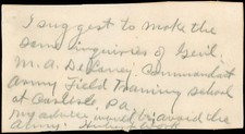 1920s WOODROW WILSON Cabinet, HUBERT WORK, SECY OF INTERIOR Handwritten Message picture