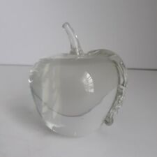  VINTAGE CLEAR GLASS APPLE PAPERWEIGHT SIGNED TANG '85 ART GLASS 4