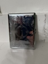 Vintage Polished Silver Victorian Style Etched Ornate Cigarette Case picture