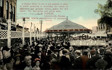 Leavenworth KS Amusement Rides Carousel C.W. Parker c1910s Vintage Postcard bhn picture