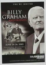 TWO Genuine Postcard-like Invitations to Billy Graham's Last Crusade--2005 NYC picture