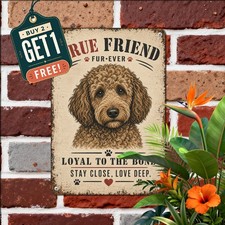 Delightful Poodle Dog Metal Sign Elegant Canine Pet Lover Tin Wall Plaque picture
