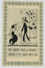 He Tried For A High Note Comic Caricature Singing Piano Humor 1912 Vintage picture
