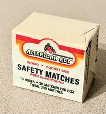 VTG American Ace Wood Safety Matches Brick Sealed Universal Match Corp NOS  picture