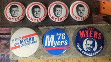7 Vintage John Myers Pinback Buttons picture