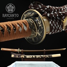 Top Craft Japanese Katana Handmade Clay Tempered T10Steel Real Hamon Sharp Sword picture