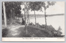 Des Moines Beach Arnolds Park, Iowa Antique Postcard picture
