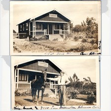 ID'd x2 LOT c1920s Florence, California Craftsman House Horse Snapshot Photos 5