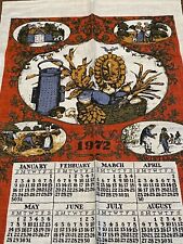 Vintage 1972 Linen Calendar Kitchen Tea Towel 4 Seasons Signed Margot Tomes New picture