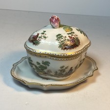 Antique Richard Ginori Italy Porcelain Lidded Box Jar with Platter Tray 6