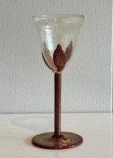 MCM Cappellin Murano Glass Italian Wine Cocktail Vittorio Zecchin Red Gold Tulip picture
