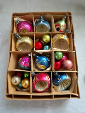 Vintage Mercury Glass Teardrop Round Mini Indent Christmas Ornament 1
