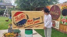 58”x33” Vintage Pepsi-Cola “More bounce to the Ounce” Metal Sign picture