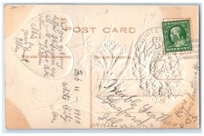 1910 Valentine Heart Flowers Airbrushed White City Iowa DPO 1904-1913 Postcard picture