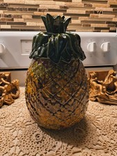 Vtg. Metlox California Pottery Pineapple Cookie Jar Mid Century As is Small Chip picture