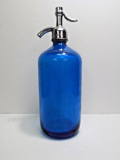 Community Beverage Grand Ave Elmhurst L.I. Blue Glass Seltzer Soda Bottle picture