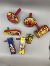 Vintage Lot of 6 Tin Litho Noisemakers Party New Year’s - 1928-1930’s picture