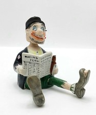 Vintage Hobo Figurine Bobblehead Nodder Smoking Drunk Racing Form Japan  picture