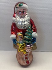 PESCHKA Vintage 1996 Glass Santa Claus Christmas  11” Table Decor  picture