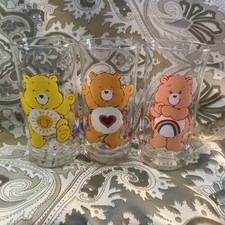 Vintage 1983 Pizza Hut Care Bears Glass Lot (3) FUNSHINE CHEER TENDERHEART Bear picture