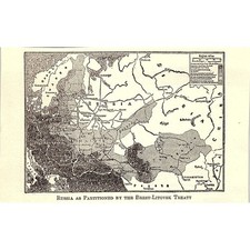 Map of Russia as Partitioned by the Brest-Litovsk Treaty 1919 WWI Print AF9-M2 picture