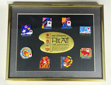 1992 Olympic Fine Art Collection Framed Pin Set Display Albertville Barcelona picture