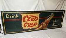 Authentic Rare 1942 Cleo Cola Soda Pop Embossed Tin Advertising Sign picture