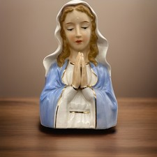 Vintage Relpo Virgin Mary Madonna Ceramic Planter Catholic Religious Figurine 5” picture