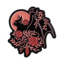 Horror Devil Bat & Flower Brooch Enamel Pins Halloween Punk Brooches Backpack picture