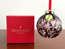 WATERFORD Cased Crystal Ball Ornament AMETHYST 3